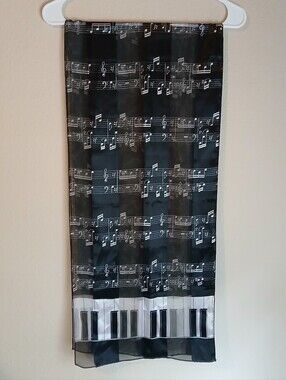 Vintage Sheet Music & Piano Keys Scarf - Black and White